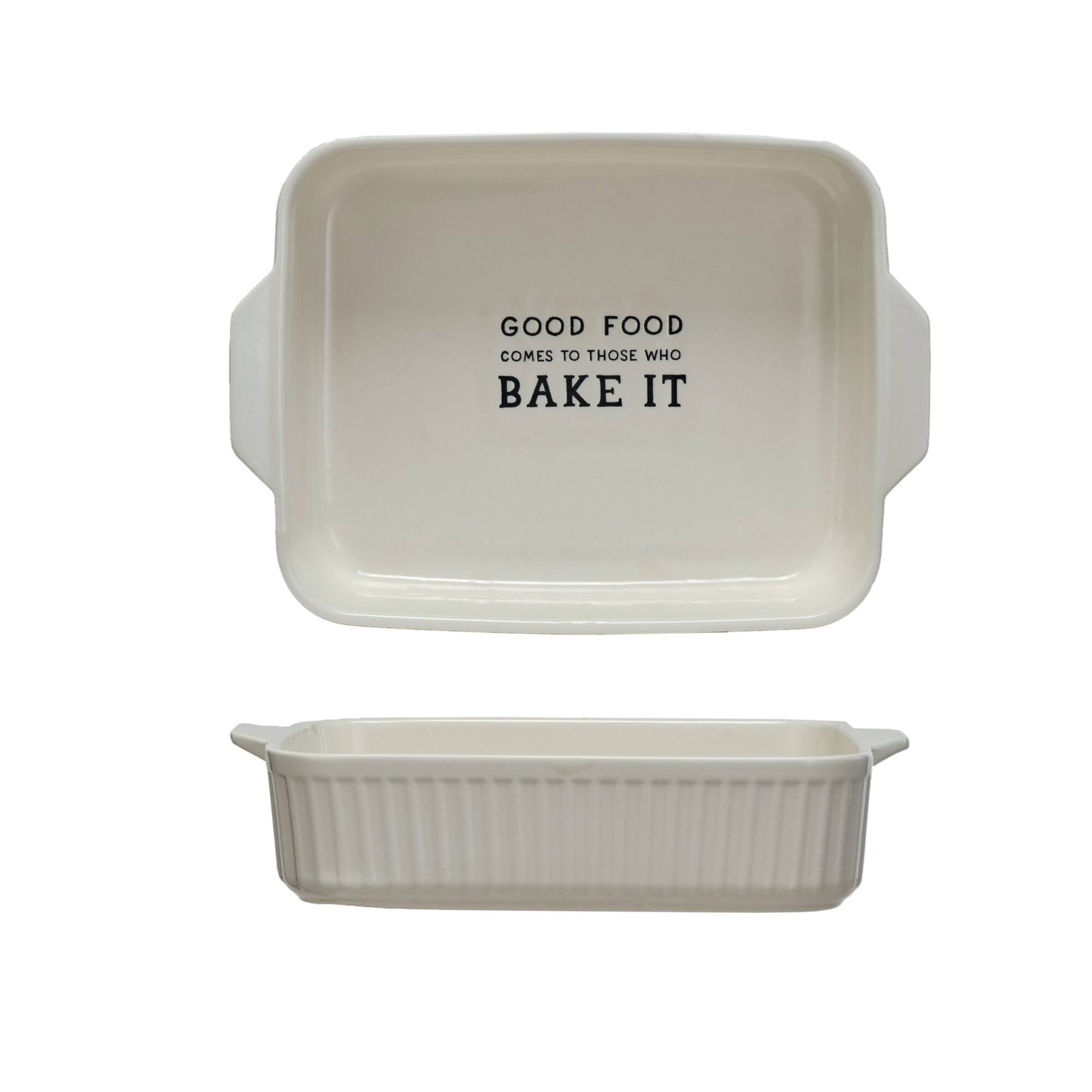 Hello Honey® 10.25" White Cooking Sentiment Stoneware Baker